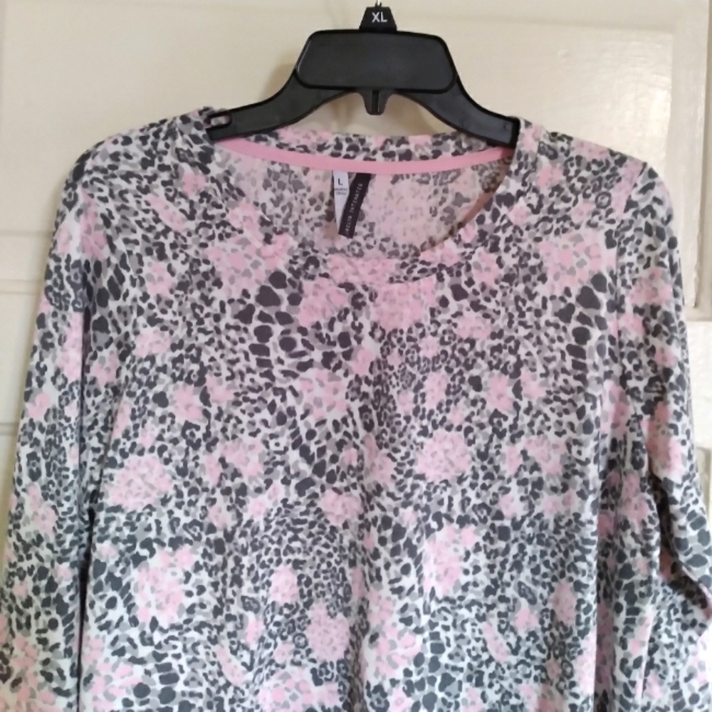 Pink Leopard Print Pajama Top